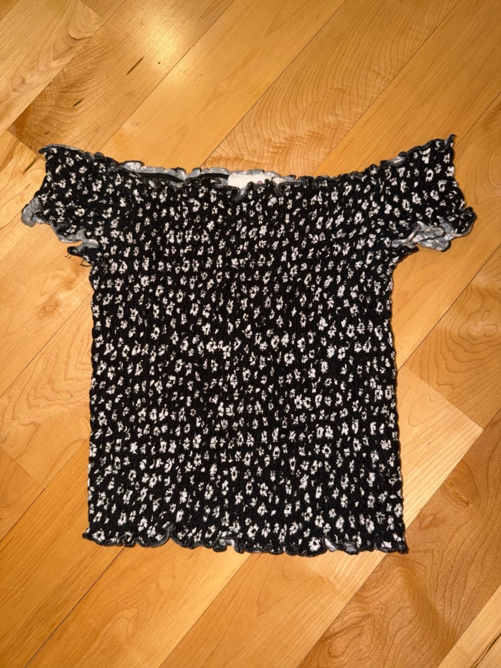 Kohl’s So S black floral off the shoulder top